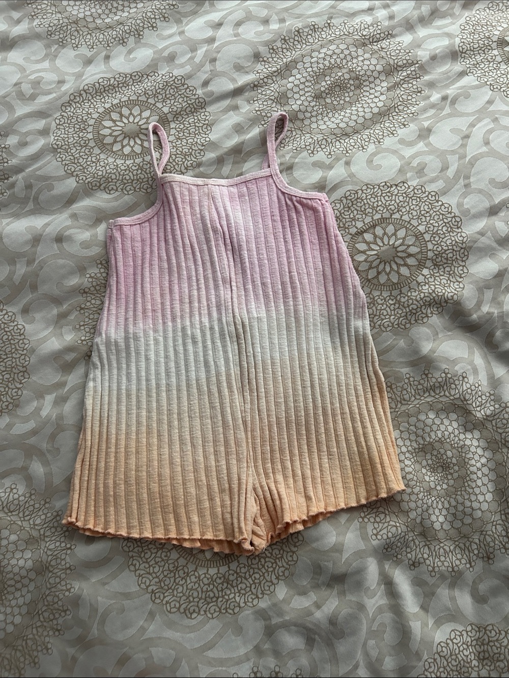 Zara Girls' Ombre Ribbed One-Piece Romper - Pink, White & Peach size 12-18m